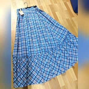Plaid Blue Maxi Skirt